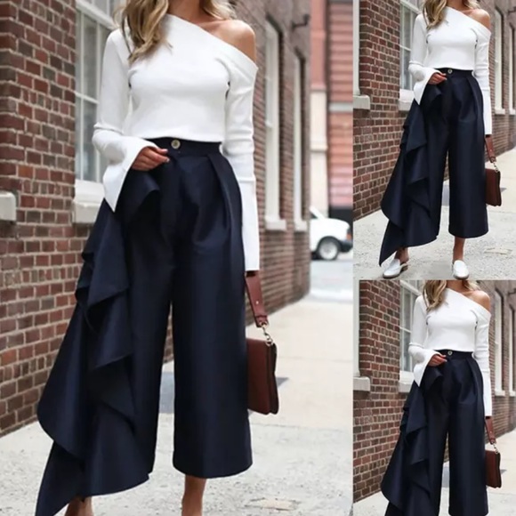 🎉Flash SaleNew Spring Arrival White Inclined Shoulder Long Flare Sleeve Top - Picture 4 of 4